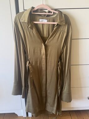 Noli Olive Shirt Dress with Side Ties